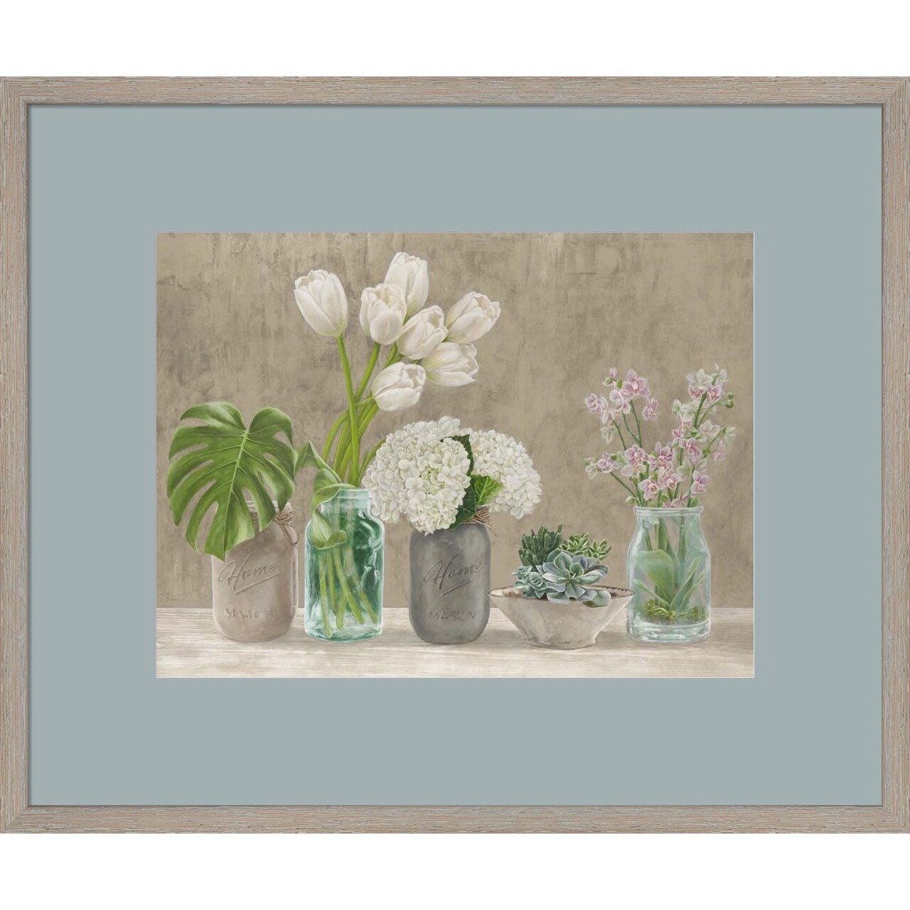 Spring Arrangement I (neutral) by Jenny Thomlinson, Framed Art